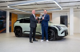 Paul Philpott and John Challen with Kia EV3, 2025,