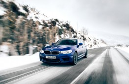 BMW M5, 2018, front, action, snow