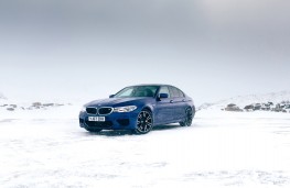 BMW M5, 2018, front, static, snow