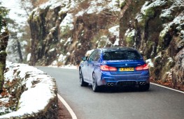 BMW M5, 2018, rear, action, road