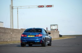 BMW M5, 2018, rear, track, start