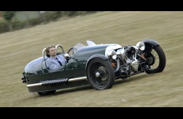 Morgan 3 Wheeler, designer Matthew Humphries at wheel