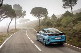 Toyota Prius PHEV, 2017, rear, action