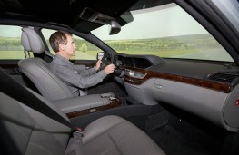 Edward Stephens driving Mercedes S-Class in simulator
