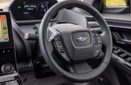 Subaru Solterra Touring, 2025, steering wheel and instrument cluster