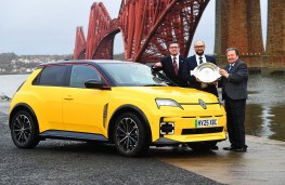 Renault 5, 2025, Scottish Car of the Year, with Paul Cameron, Arnold Clark head of business, Aidan Chesters, Renault 5 product m