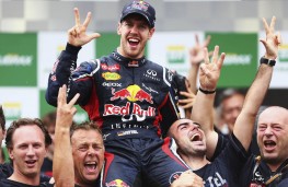 Sebastian Vettel celebrates third F1 Championship, picture Getty Images