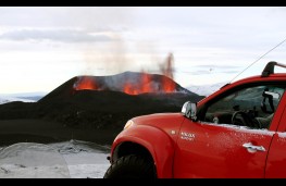 Toyota Hilux at volcano in Iceland
