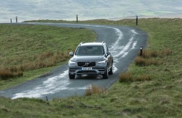 Volvo XC90, grey, front, action