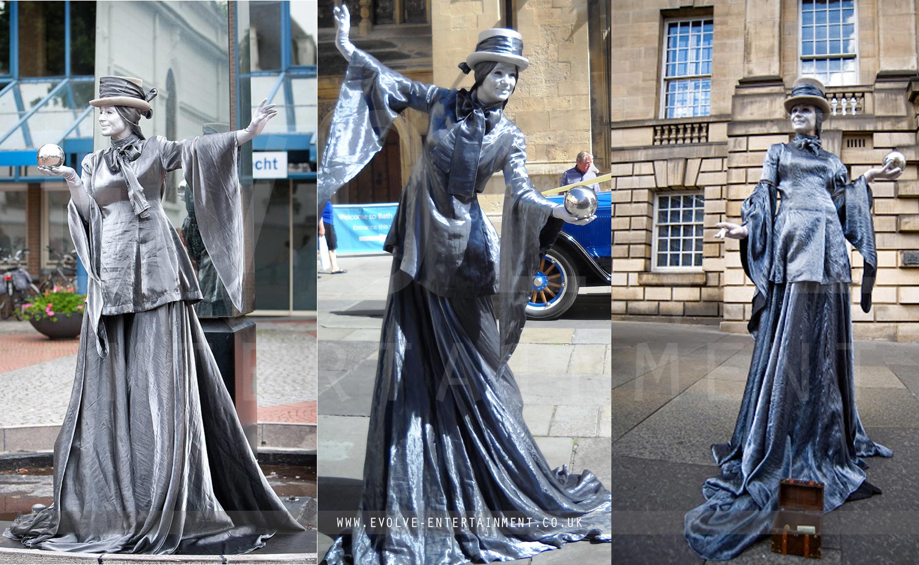 Silver Ladies Human Statues Event Entertainment