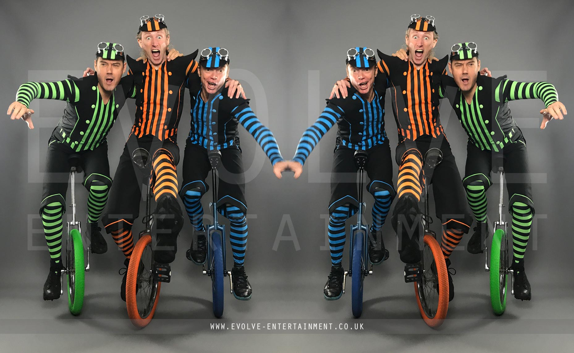 Unicycling Juggling Trio Circus Entertainment