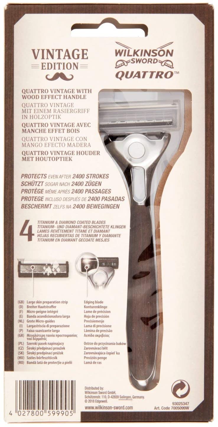 Wilkinson Sword Quattro Vintage Edition Men's Razor with 5 Blades | eBay