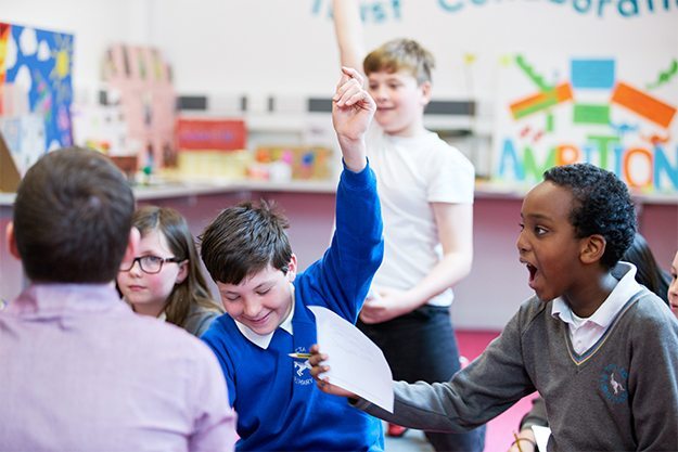 pupils raising hands
