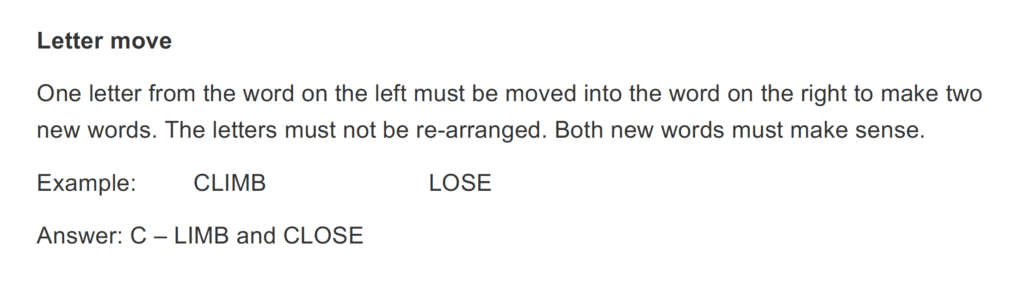 Example verbal reasoning question