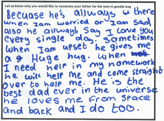 Hannah's Father's Day winning entry
