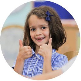 Girl giving thumbs up