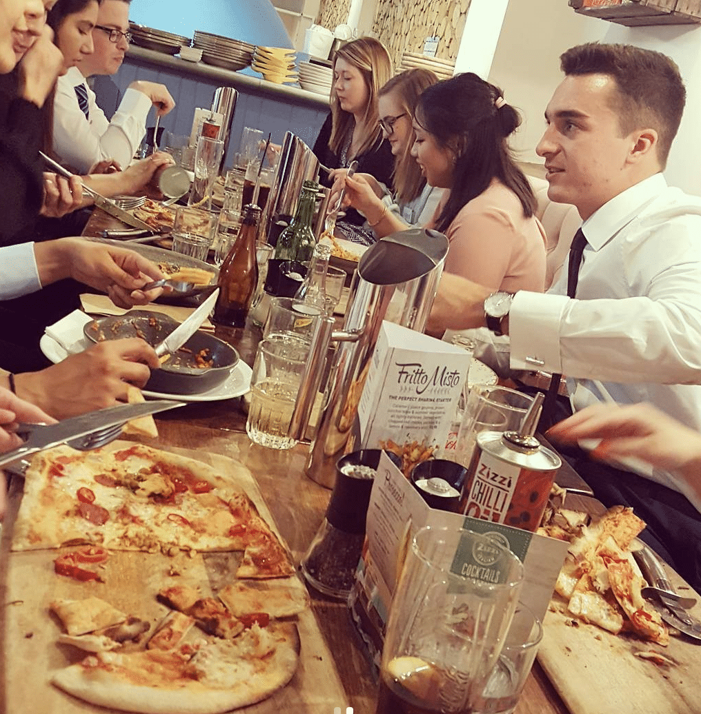 Assessment day lunch at Zizzi