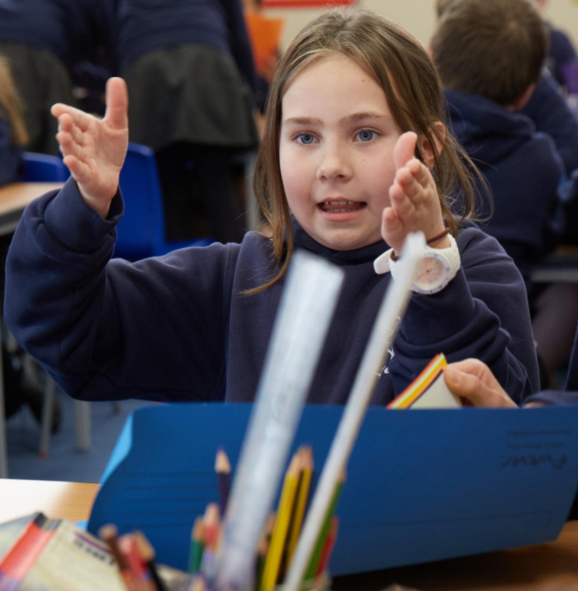 A pupil making observations