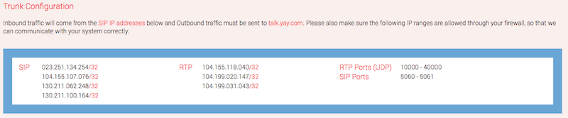 Check your ports are open for the UCM to access Yay.com