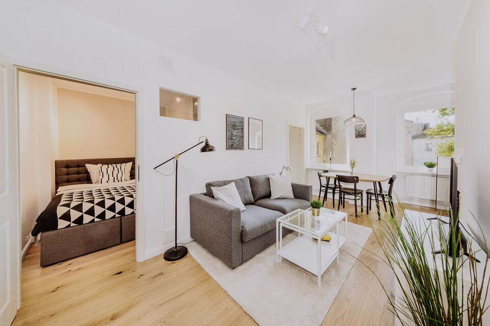 Furnished apartment, living room with bedroom area in Berlin Spandau