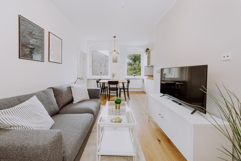 Furnished apartment, living room with open kitchen in Berlin Spandau