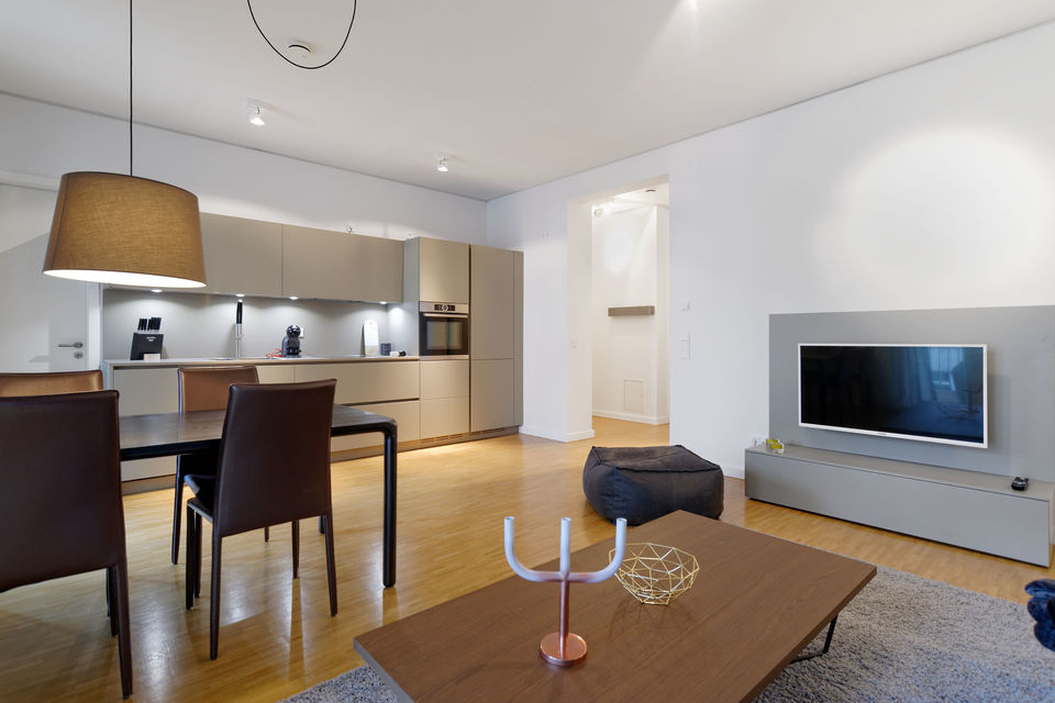 Furnished apartment, living room with open kitchen in Berlin Charlottenburg