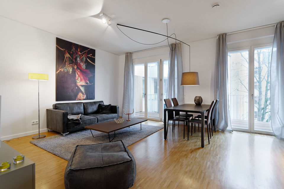 Furnished apartment, living room with balcony access in Berlin Charlottenburg