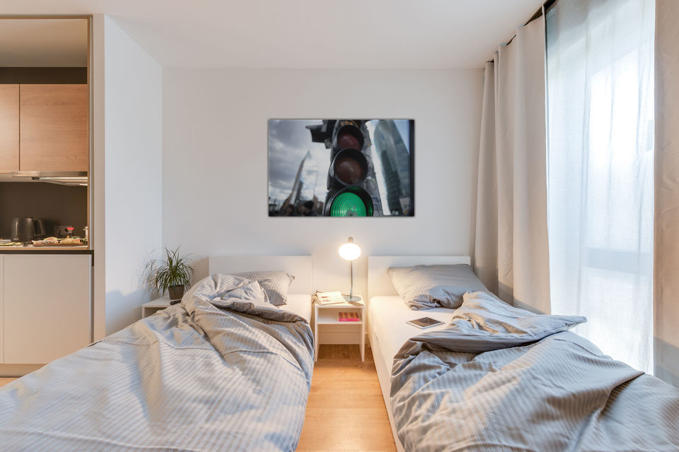Serviced apartment, bedroom 2 with two single beds in Berlin Karlshorst