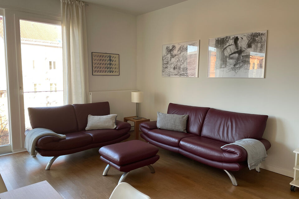 Furnished apartment, living room with designer furniture in Berlin Prenzlauer Berg