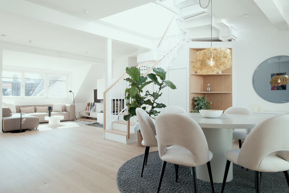Furnished apartment, dining room with designer chairs in Berlin Friedrichshain