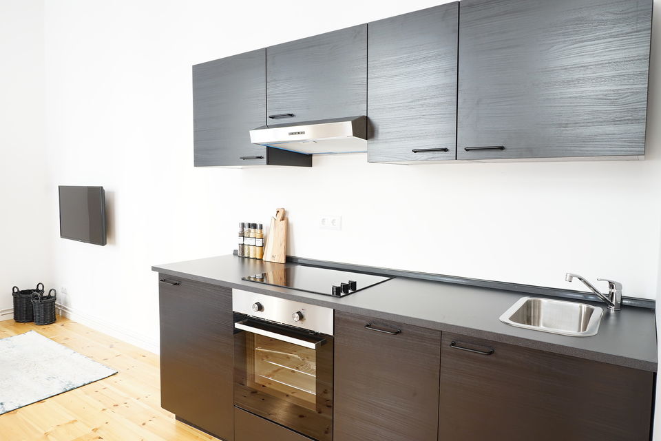 Furnished apartment, kitchen with modern cabinetry in Berlin Schöneberg