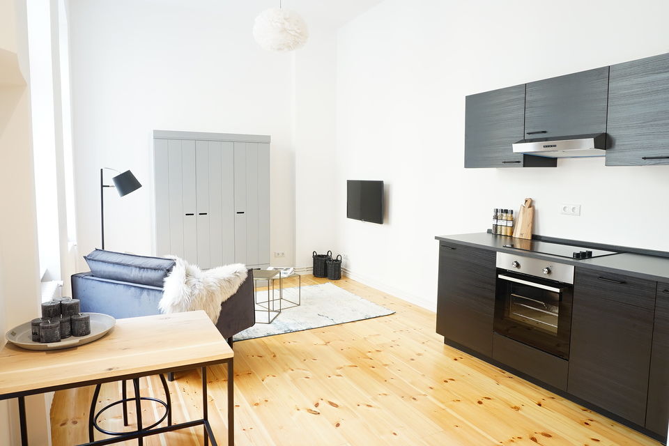 Furnished apartment, kitchen with modern built-in appliances in Berlin Schöneberg