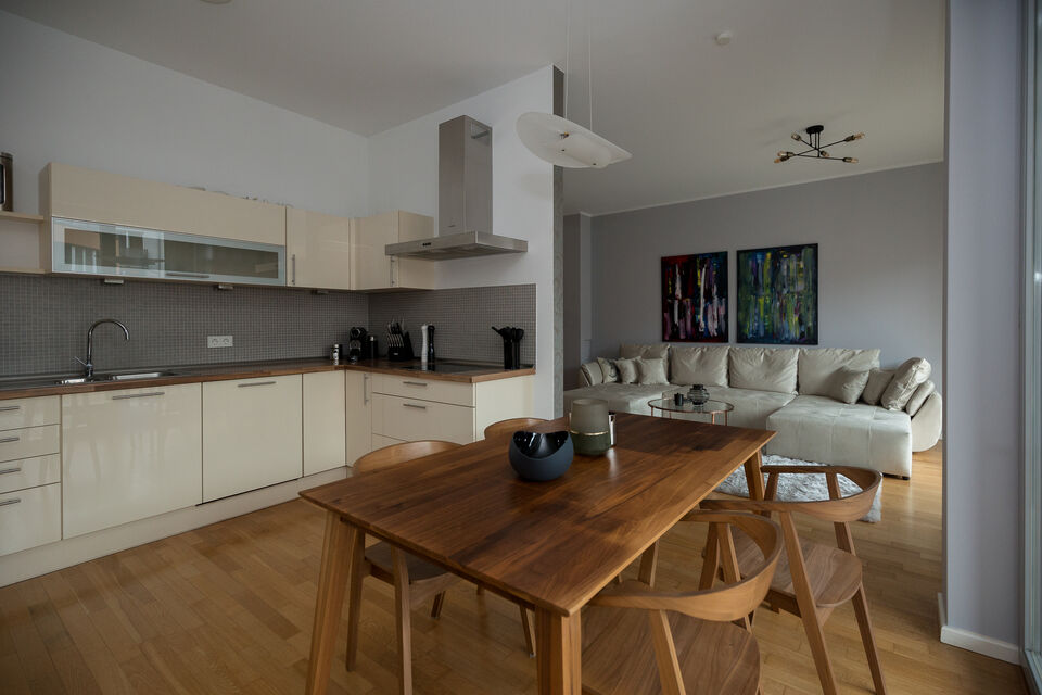 Apartment, floor plan with open kitchen and living area in Berlin Mitte