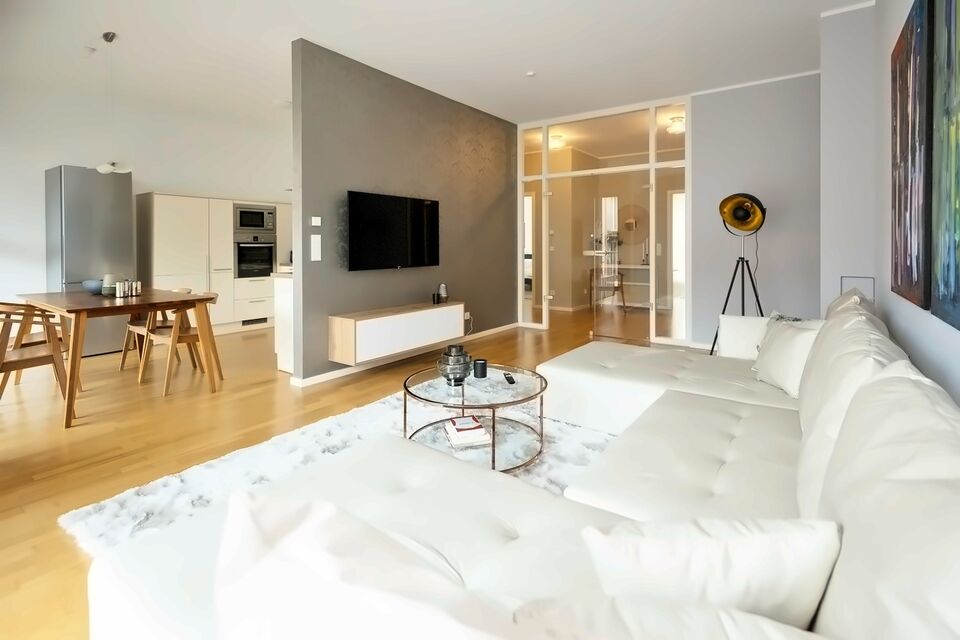 Luxury apartment, floor plan with open-plan living kitchen in Berlin Mitte