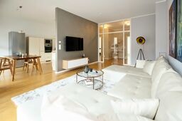 Luxury apartment, floor plan with open-plan living kitchen in Berlin Mitte