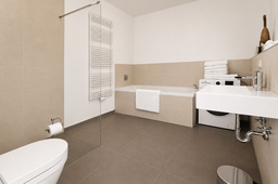 Möblierte Wohnung, Badezimmer mit begehbarer Dusche in Berlin Mitte