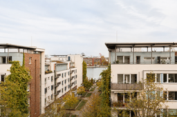 Furnished apartment, neighborhood with residential buildings in Berlin Friedrichshain