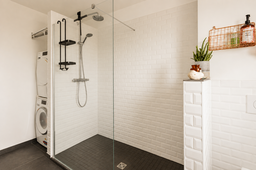 Furnished apartment, bathroom with walk-in shower in Berlin Friedrichshain