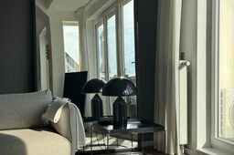 Furnished apartment, living room with panoramic windows in Berlin Prenzlauer Berg