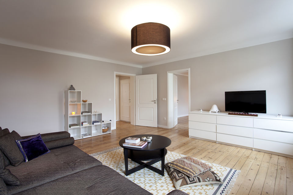 Furnished apartment, living room with ceiling light in Berlin Mitte