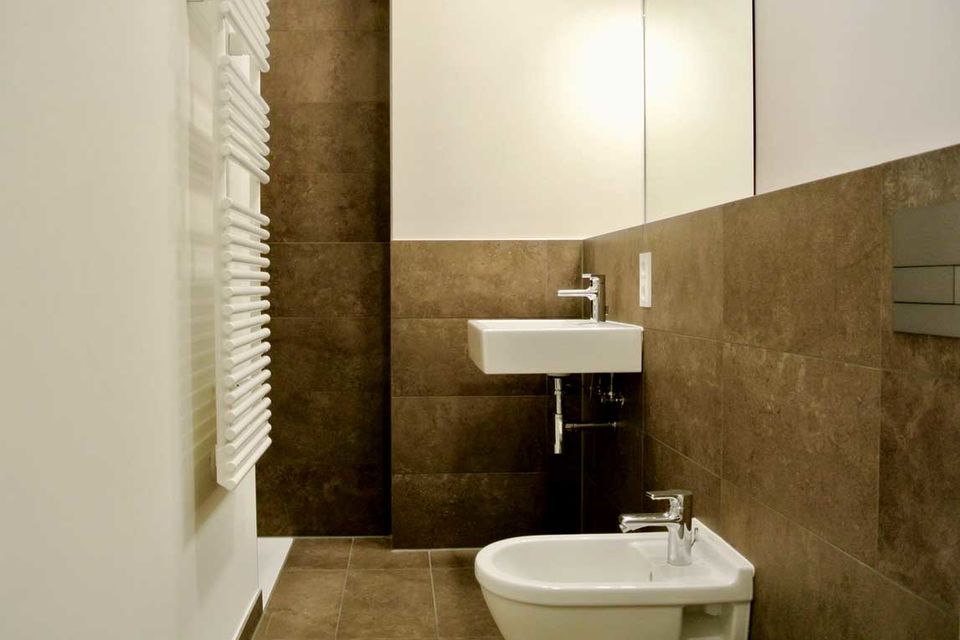 Furnished apartment, bathroom 1 with double sink in Berlin Prenzlauer Berg