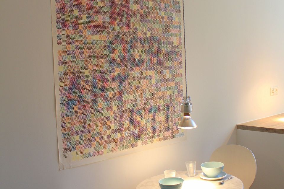 Furnished apartment, dining room with colorful artwork in Berlin Prenzlauer Berg