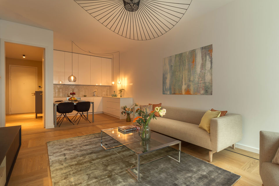 Furnished apartment, living room with fireplace in Berlin Mitte