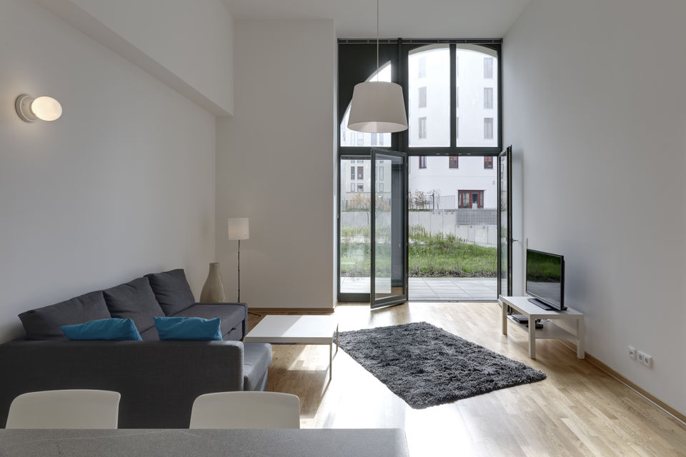 Furnished apartment, living room with terrace access in Berlin Kreuzberg