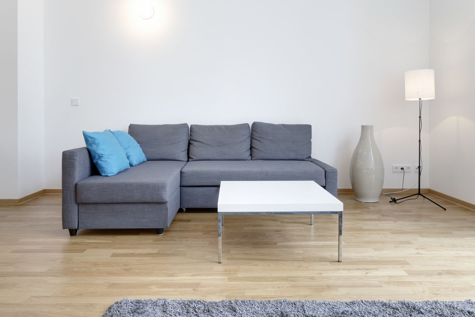 Furnished apartment, living room with corner sofa in Berlin Kreuzberg