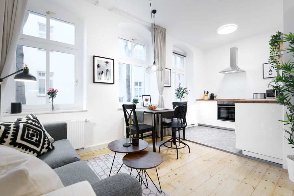 Furnished apartment, living room with open kitchen in Berlin Prenzlauer Berg