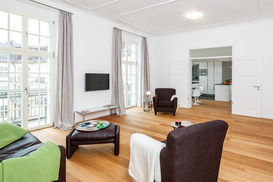 Furnished apartment, living room with balcony access in Berlin Charlottenburg