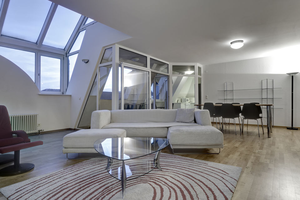 Furnished apartment, living room with skylights in Berlin Mitte