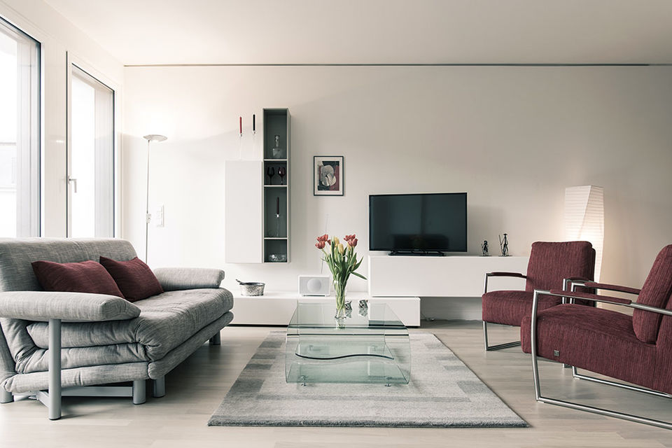 Furnished apartment, living room with contemporary furnishings in Berlin Mitte