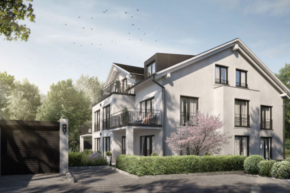 Furnished apartment, building facade with mansard roof in Munich Giesing